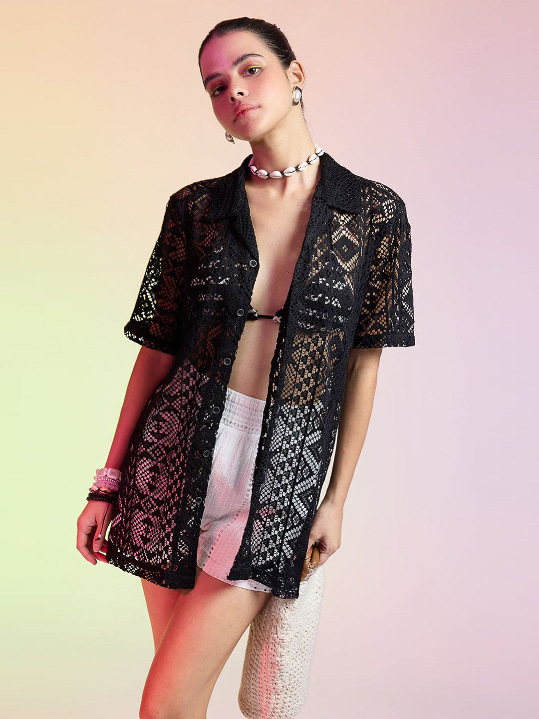 

FREAKINS Women Opaque Printed Casual Shirt, Black