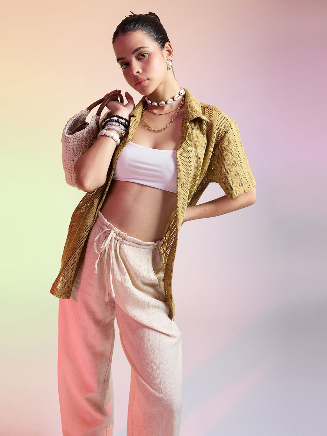 

FREAKINS Women Opaque Casual Shirt, Khaki