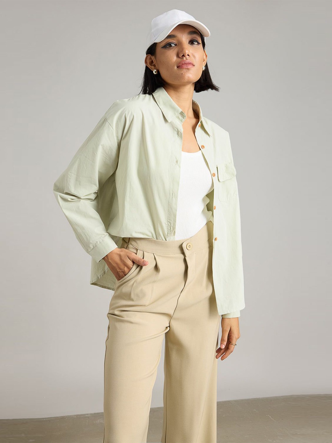 

FREAKINS Women Opaque Casual Shirt, Green