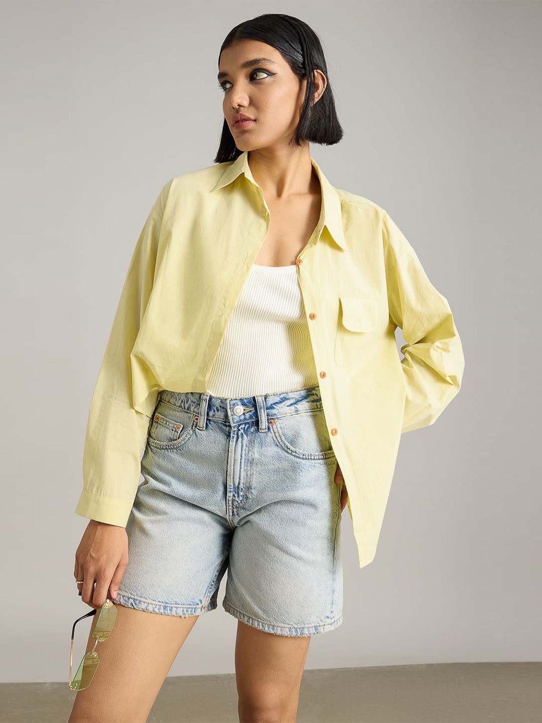 

FREAKINS Women Opaque Casual Shirt, Yellow