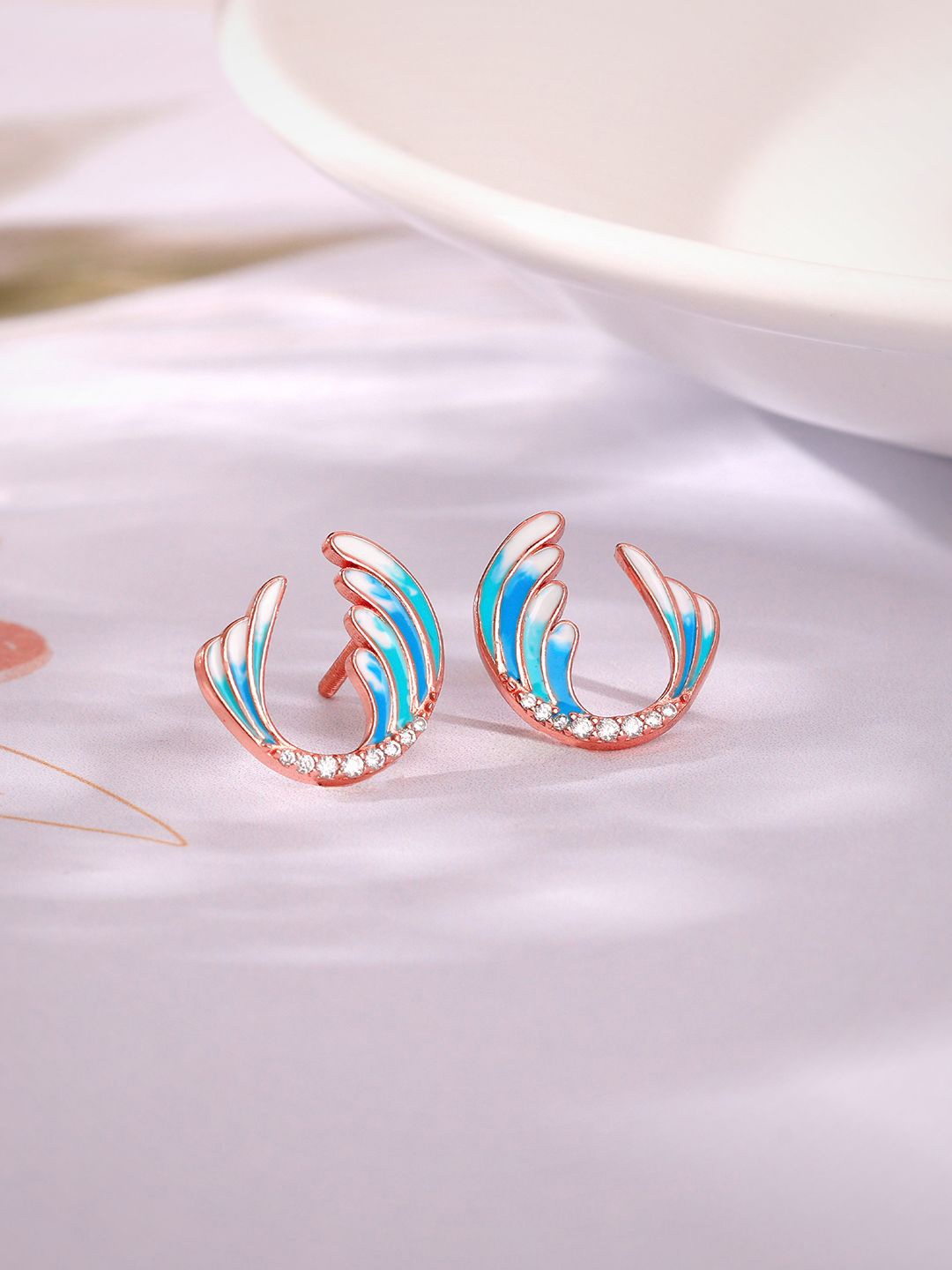 

GIVA Contemporary Women 925 Silver Rose Gold Spread Your Wings Studs Earrings