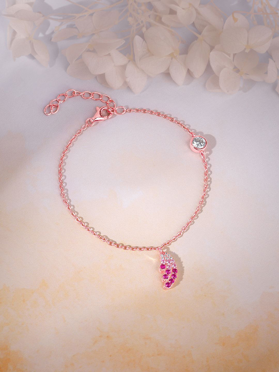 

GIVA Women Sterling Silver Rose Gold-Plated Charm Bracelet