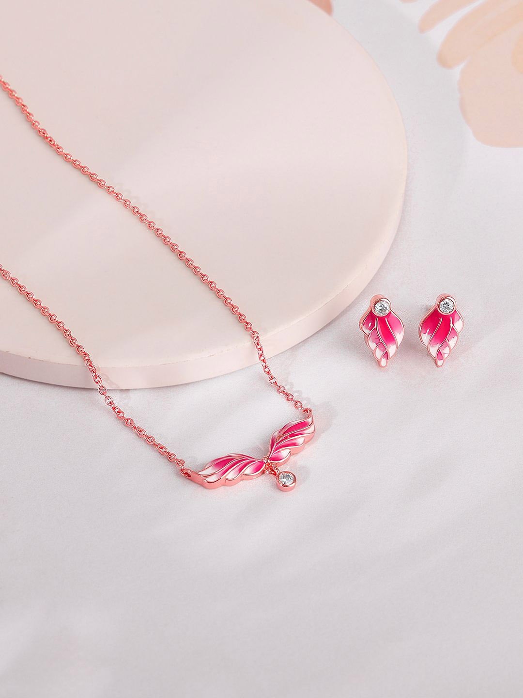 

GIVA Women 925 Sterling Silver Rose Gold Plated Stones Studded Jewellery Set