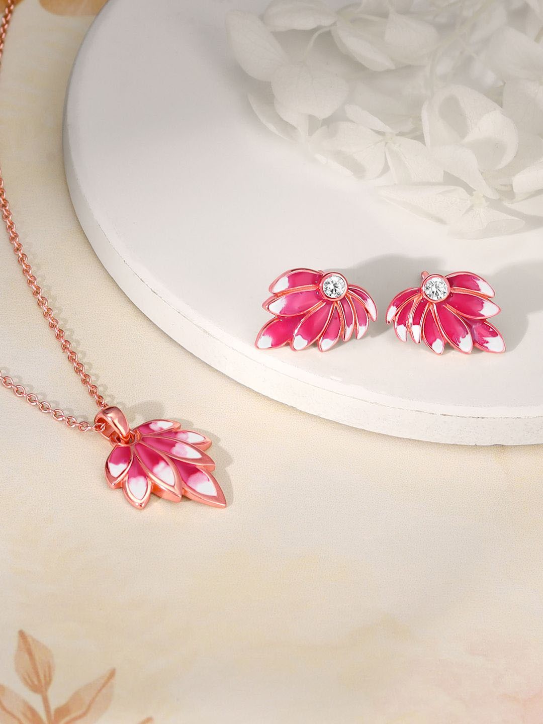 

GIVA 925 Women Sterling Silver Rose Gold-Plated Jewellery Set