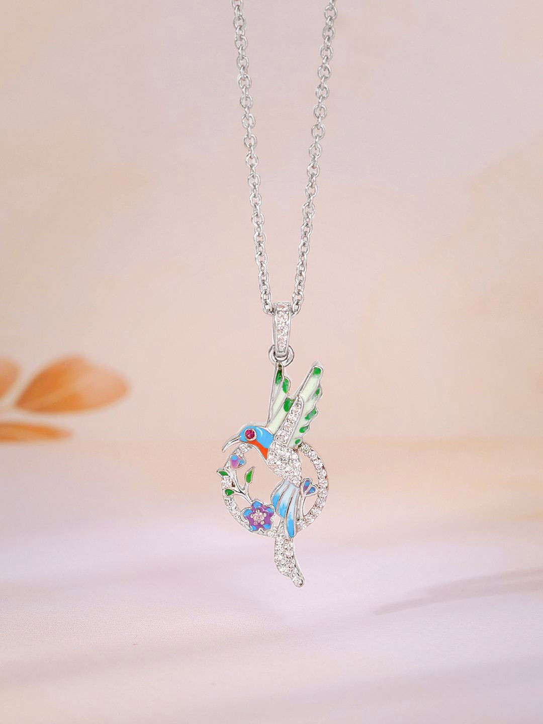 

GIVA Women Rhodium-Plated Contemporary Pendants with Chains, Silver