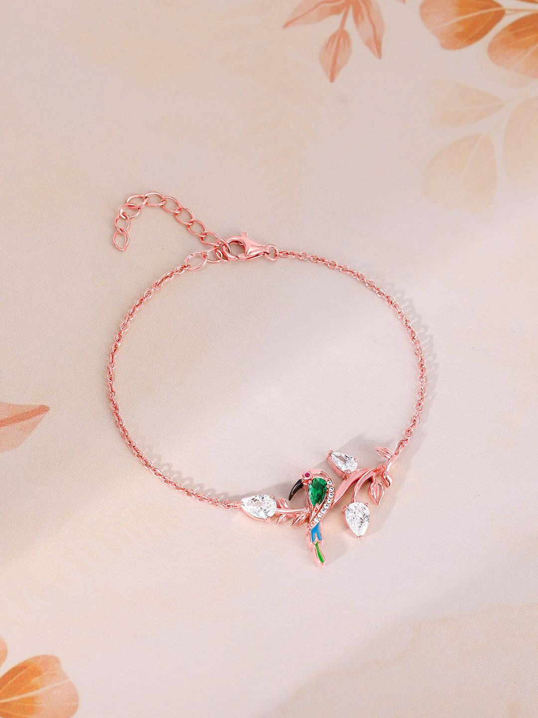 

GIVA Women Sterling Silver Rose Gold-Plated Charm Bracelet