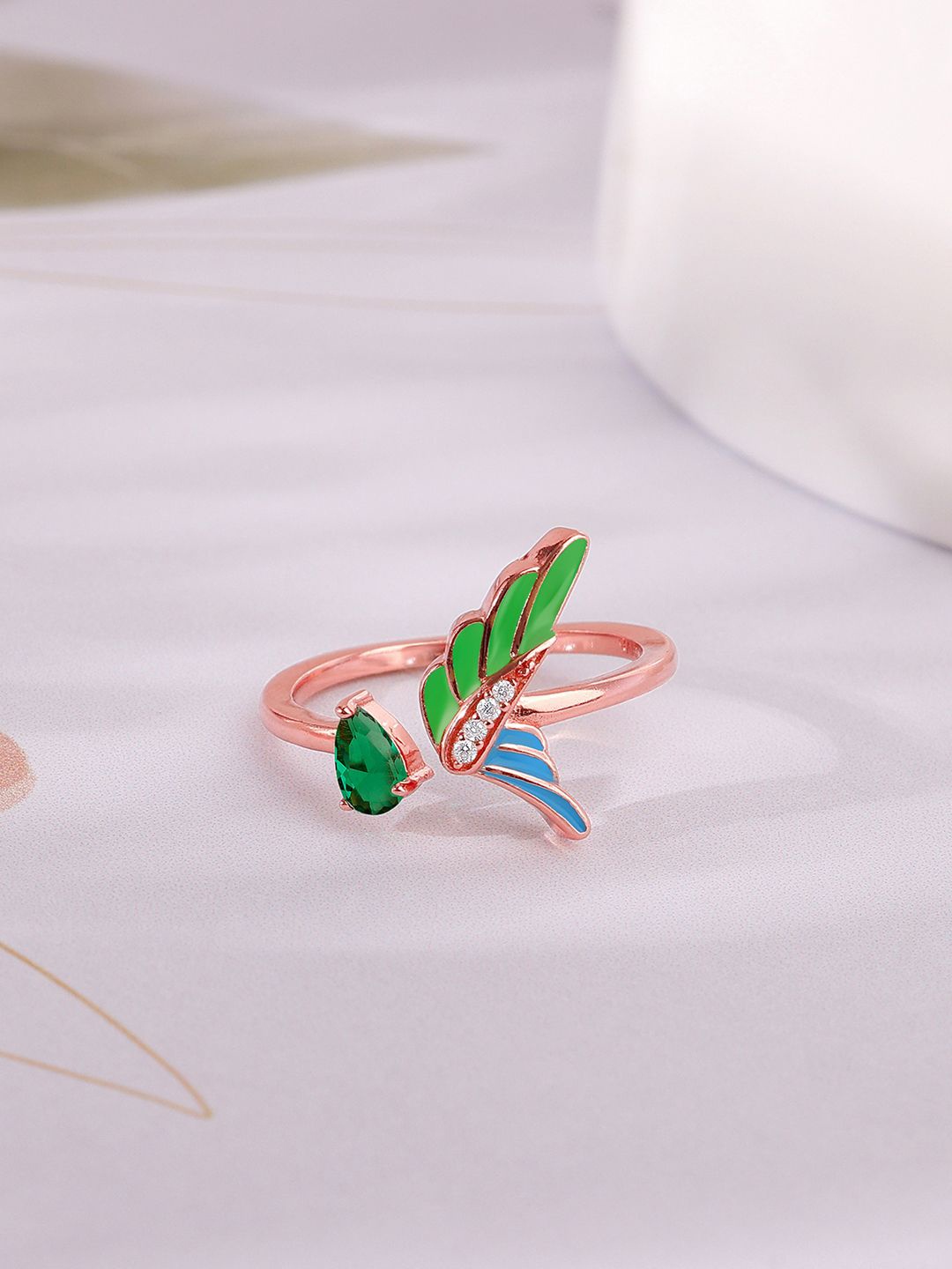 

GIVA 925 Sterling Silver Rose Gold-plated Enamelled Adjustable Finger Ring