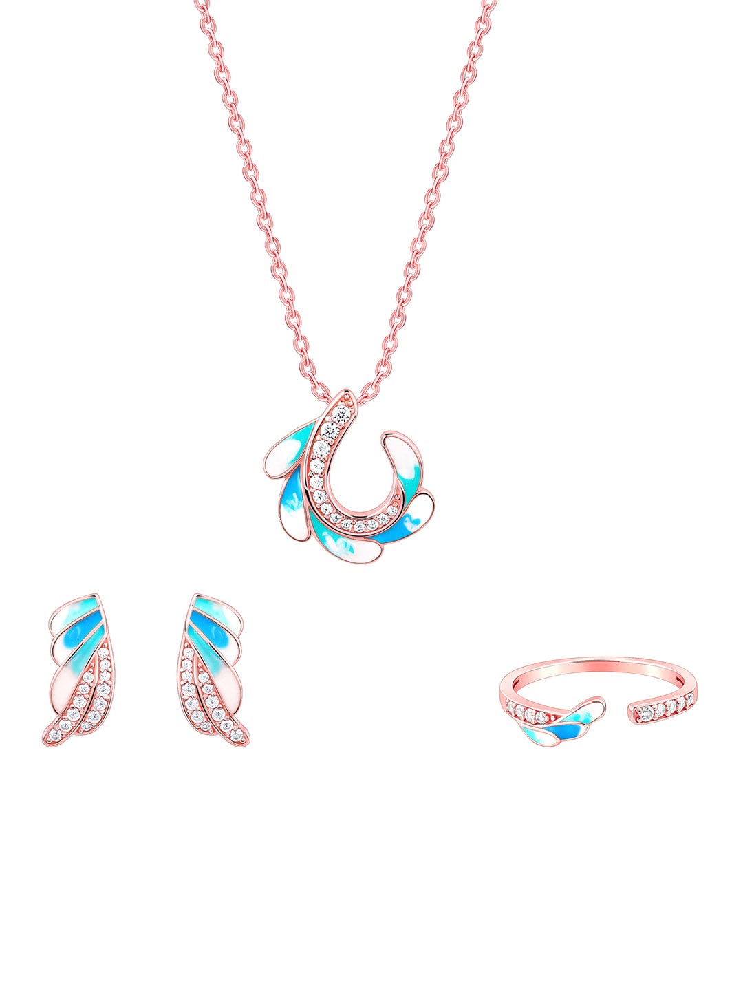 

GIVA 925 Rose Gold Plated Stone Studded Jewellery Set