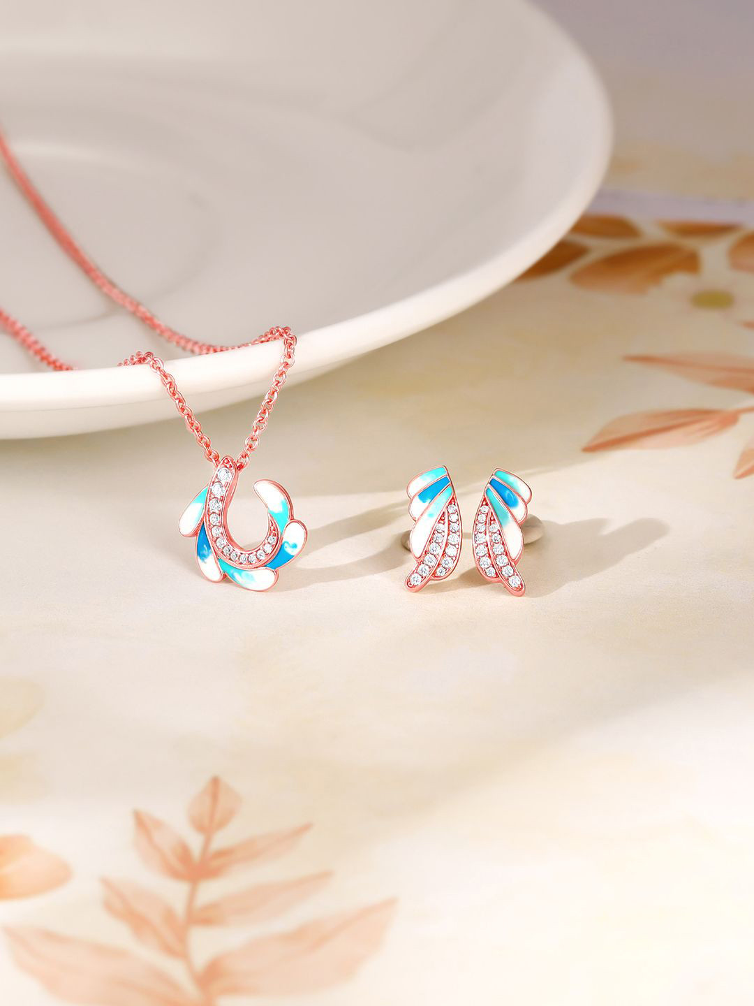 

GIVA Women 925 Sterling Silver Rose Gold-Plated Jewellery Set