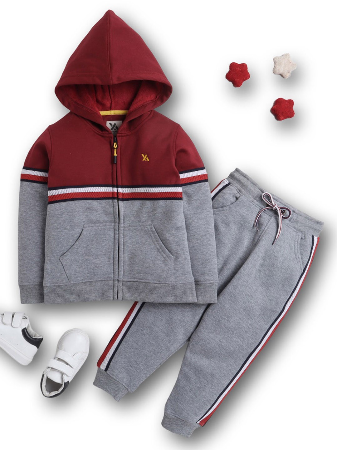 

Yellow Apple Infant Boys Colourblock Hooded Tracksuits TS-09, Grey