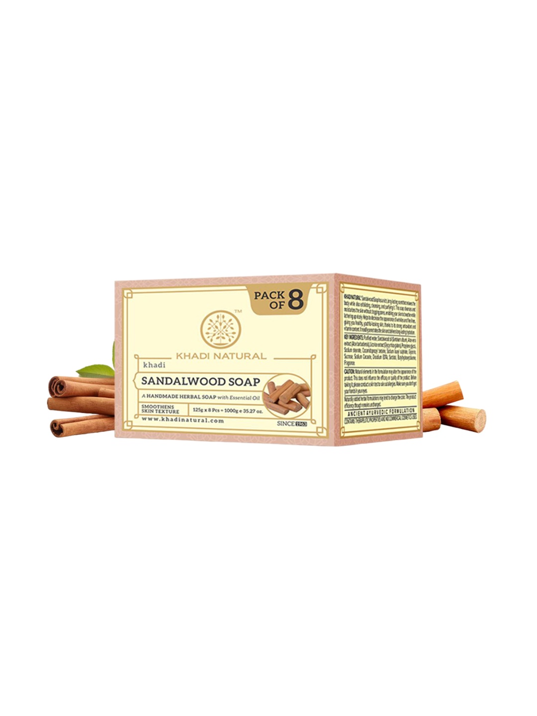 

Khadi Natural Set Of 8 Sandalwood Soap With Essential Oil - 125g Each, Yellow