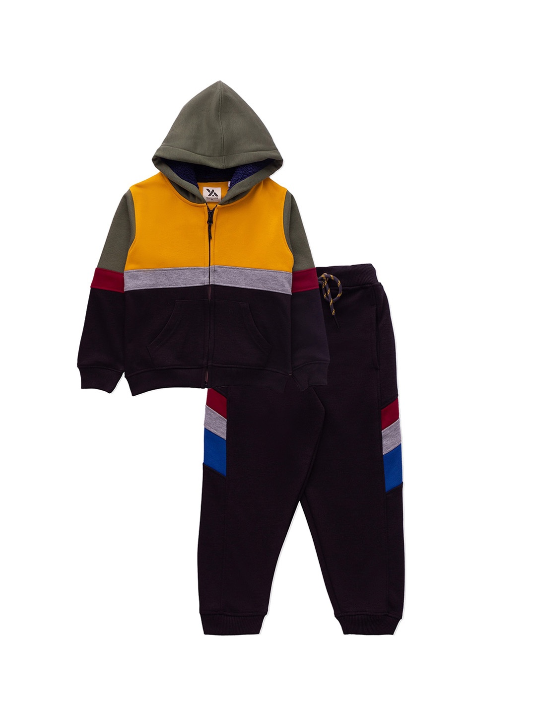 

Yellow Apple Boys Printed Hooded Tracksuits TS-15, Mustard