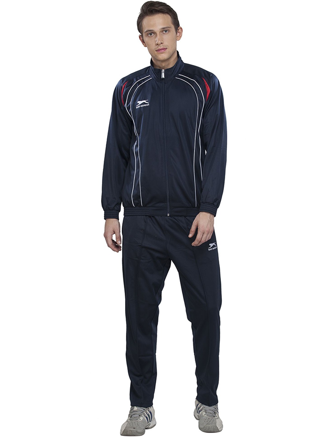 

Shiv Naresh Men Mock Collar Long Sleeves Mid-Rise Tracksuits, Navy blue