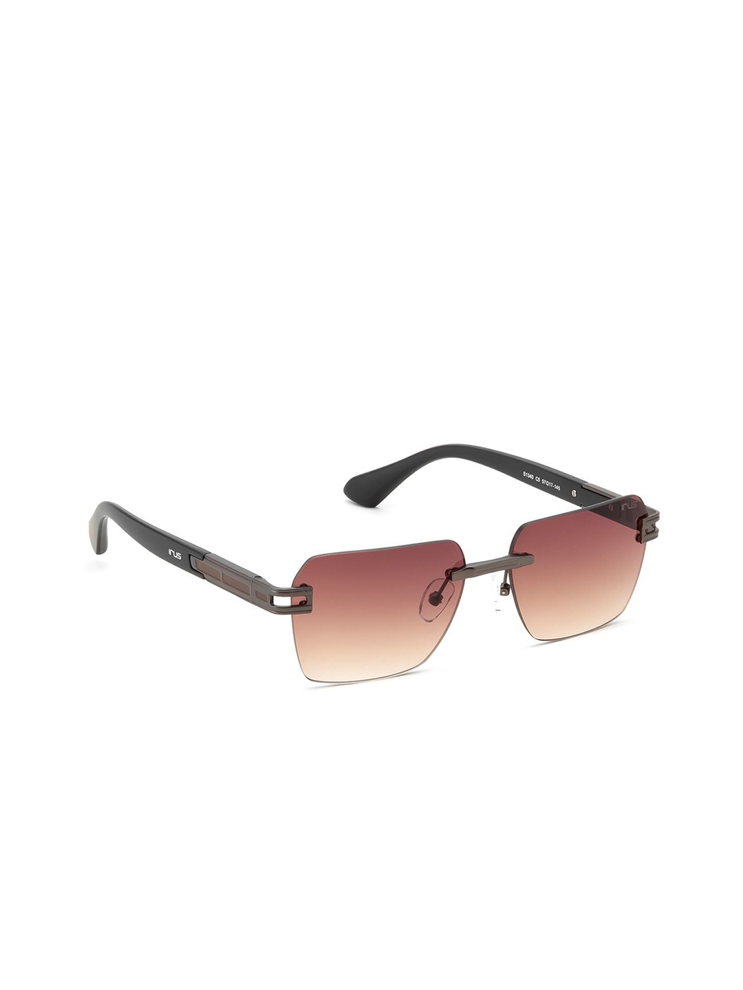 

IRUS by IDEE Men Rectangle Sunglasses with UV Protected Lens IRS1340C5SG, Brown