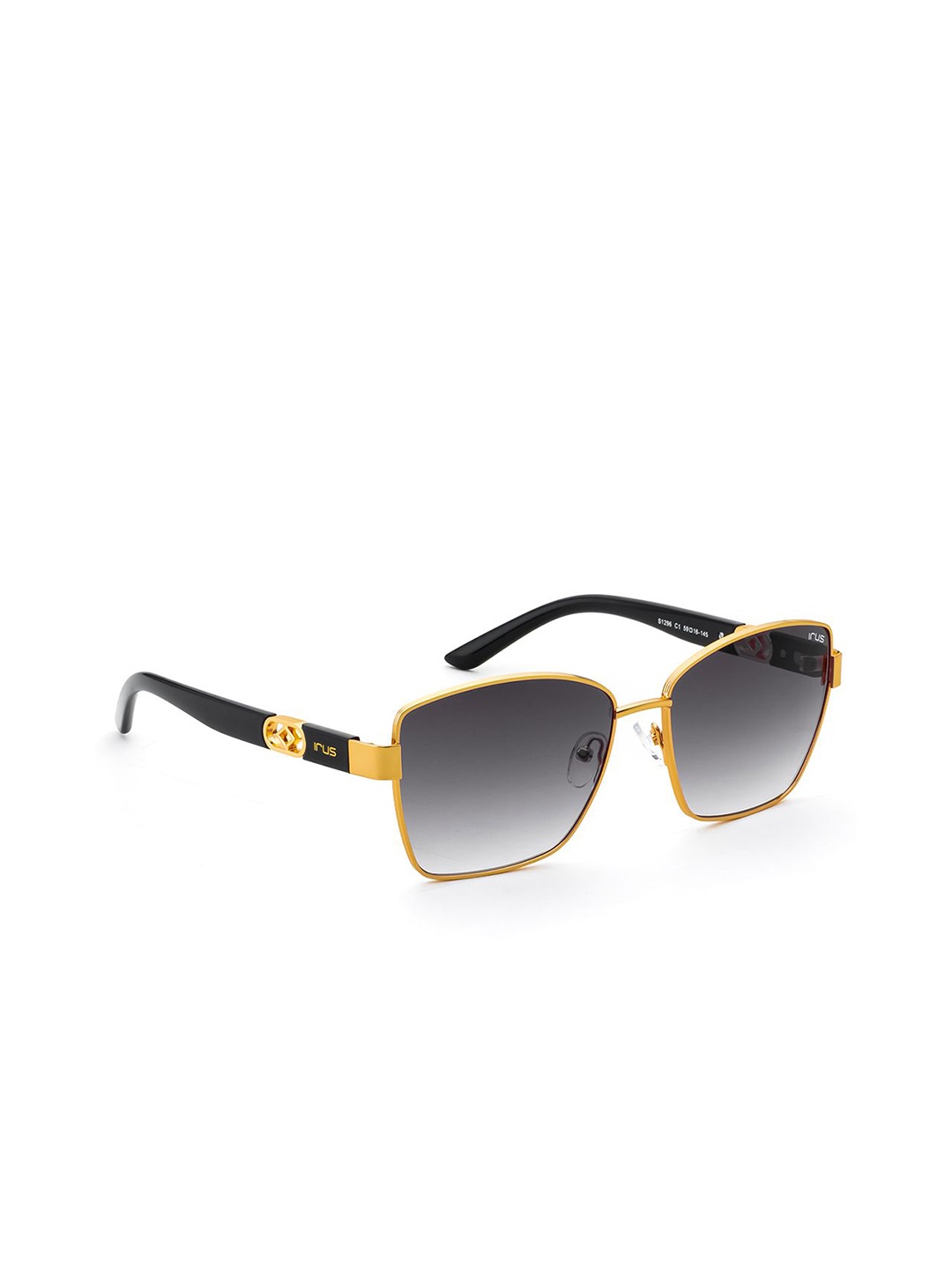 

IRUS by IDEE Women Square Sunglasses with UV Protected Lens IRS1296C1SG-Gold, Grey