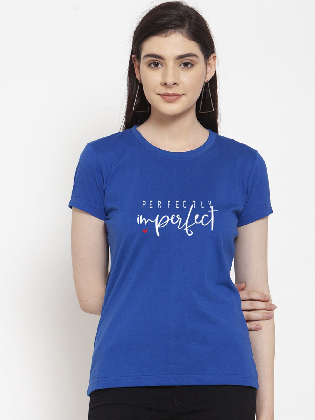 

Friskers Women Typography Printed Round Neck T-shirt, Blue