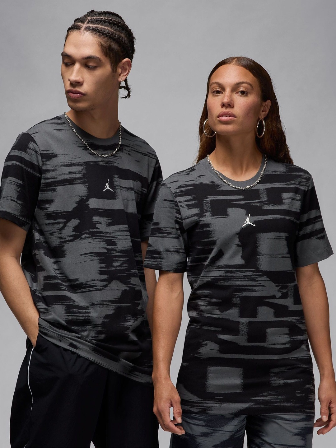 

Nike Unisex Pack Of 2 Abstract Printed Round Neck T-Shirts, Grey