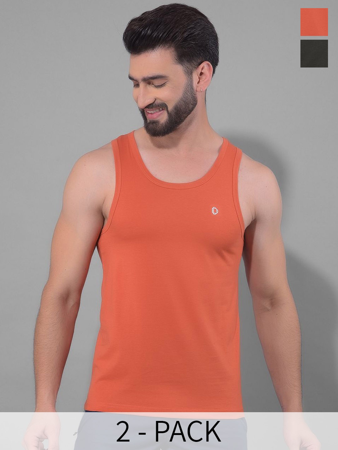 

Dollar Pack Of 2 Sleeveless Innerwear Vests AMTT-105-PO2-FNT-SPRT, Orange