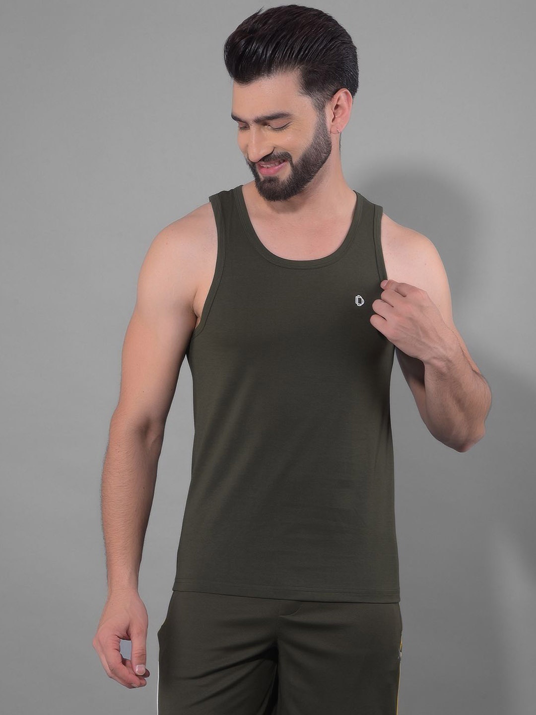 

Dollar Printed Cotton Innerwear Vests AMTT-105-PO1-FNT, Olive