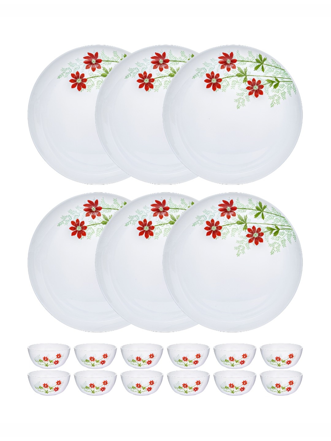 

Cello Unisex dinner set 18 Pcs Printed Opalware Dinner Set, White