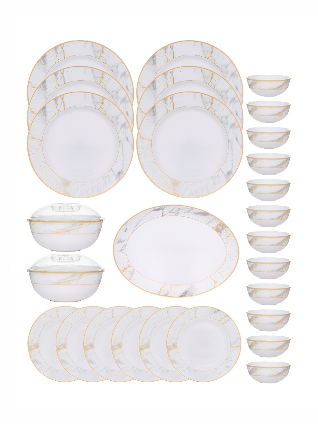 

Cello 29 Pcs White Printed Opalware Dinner Set