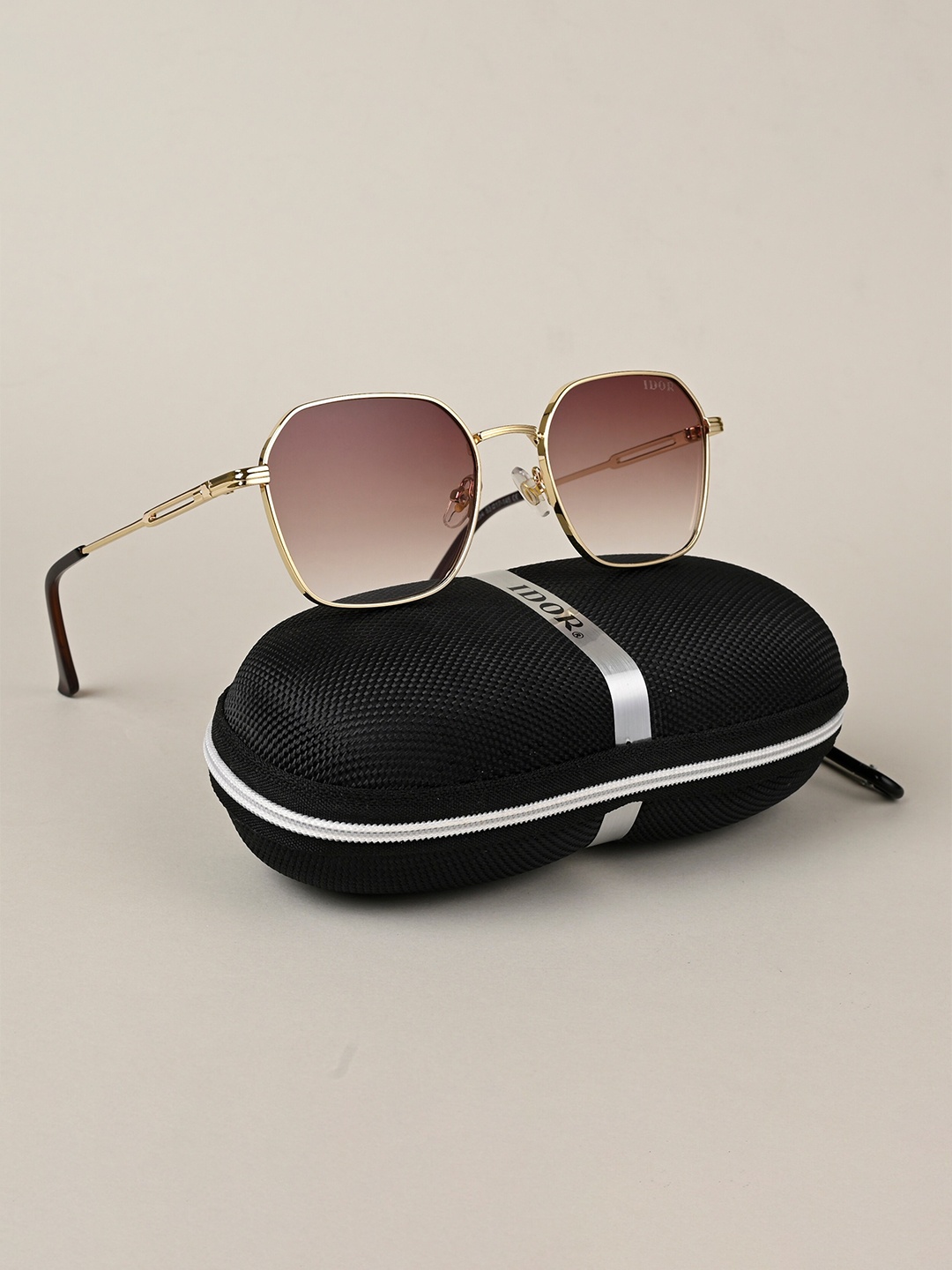 

IDOR Unisex Oval Sunglasses with UV Protected Lens, Brown
