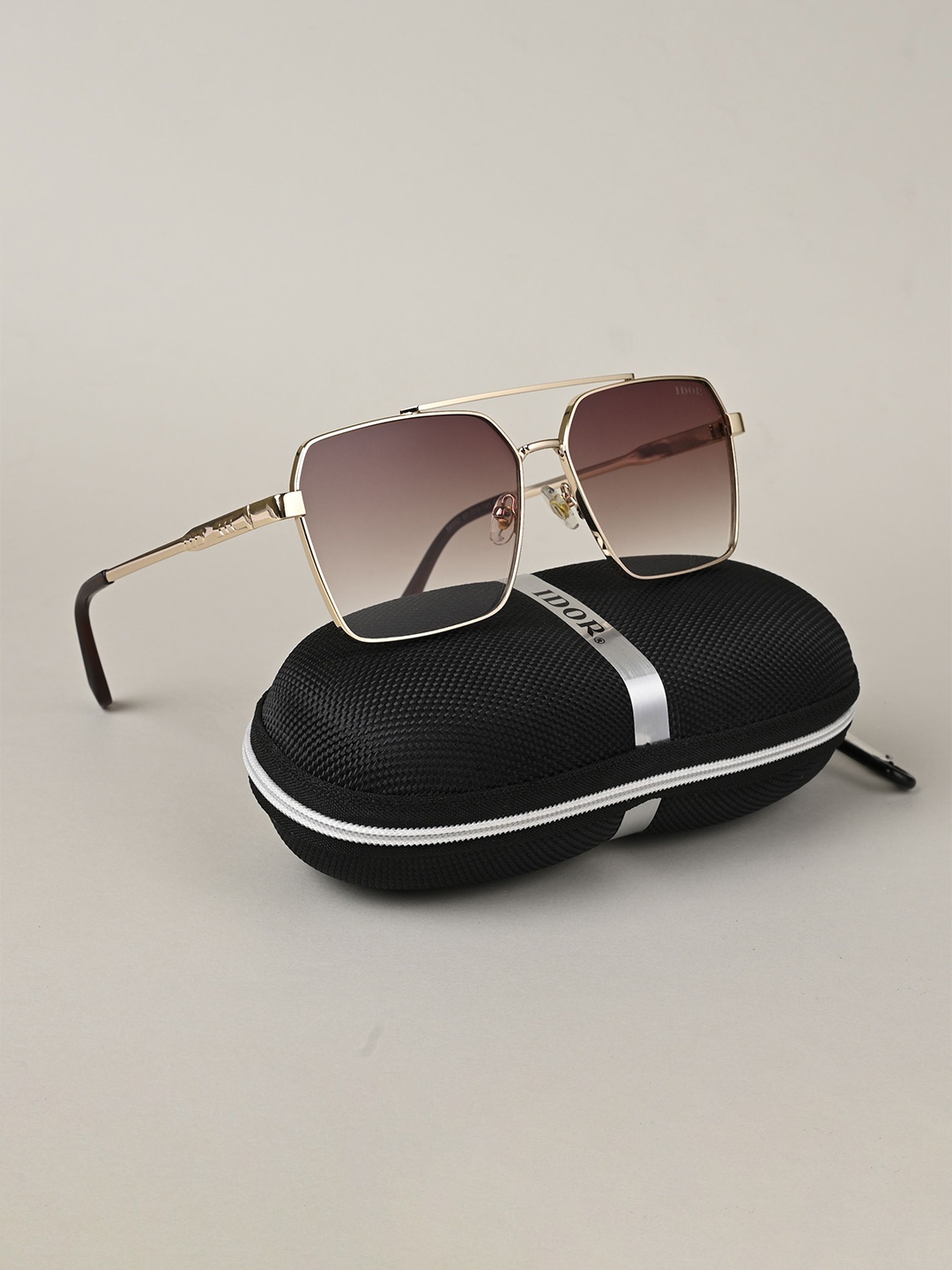 

IDOR Unisex Square Sunglasses with UV Protected Lens, Brown