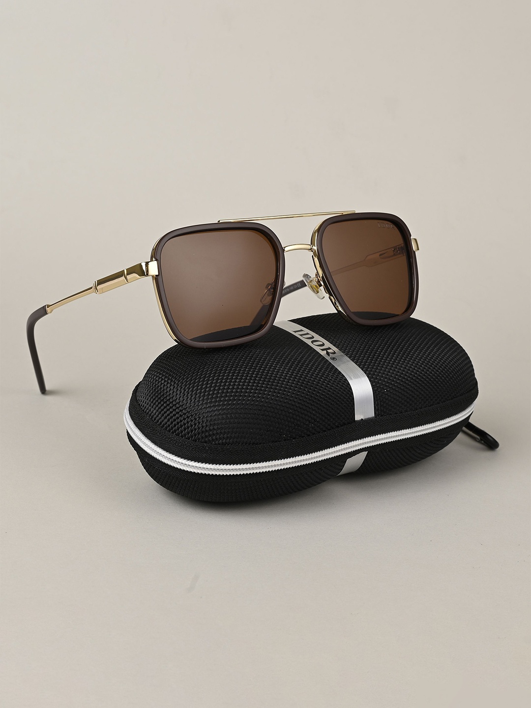 

IDOR Unisex Square Sunglasses with Polarised Lens, Brown