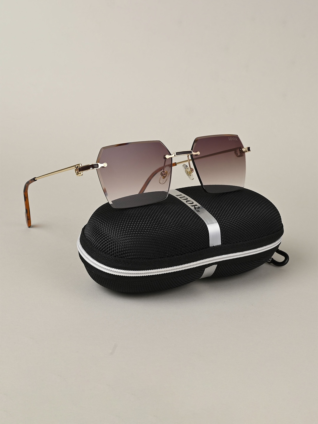 

IDOR Unisex Rectangle Sunglasses with UV Protected Lens ID-56041-GD-BRW, Brown