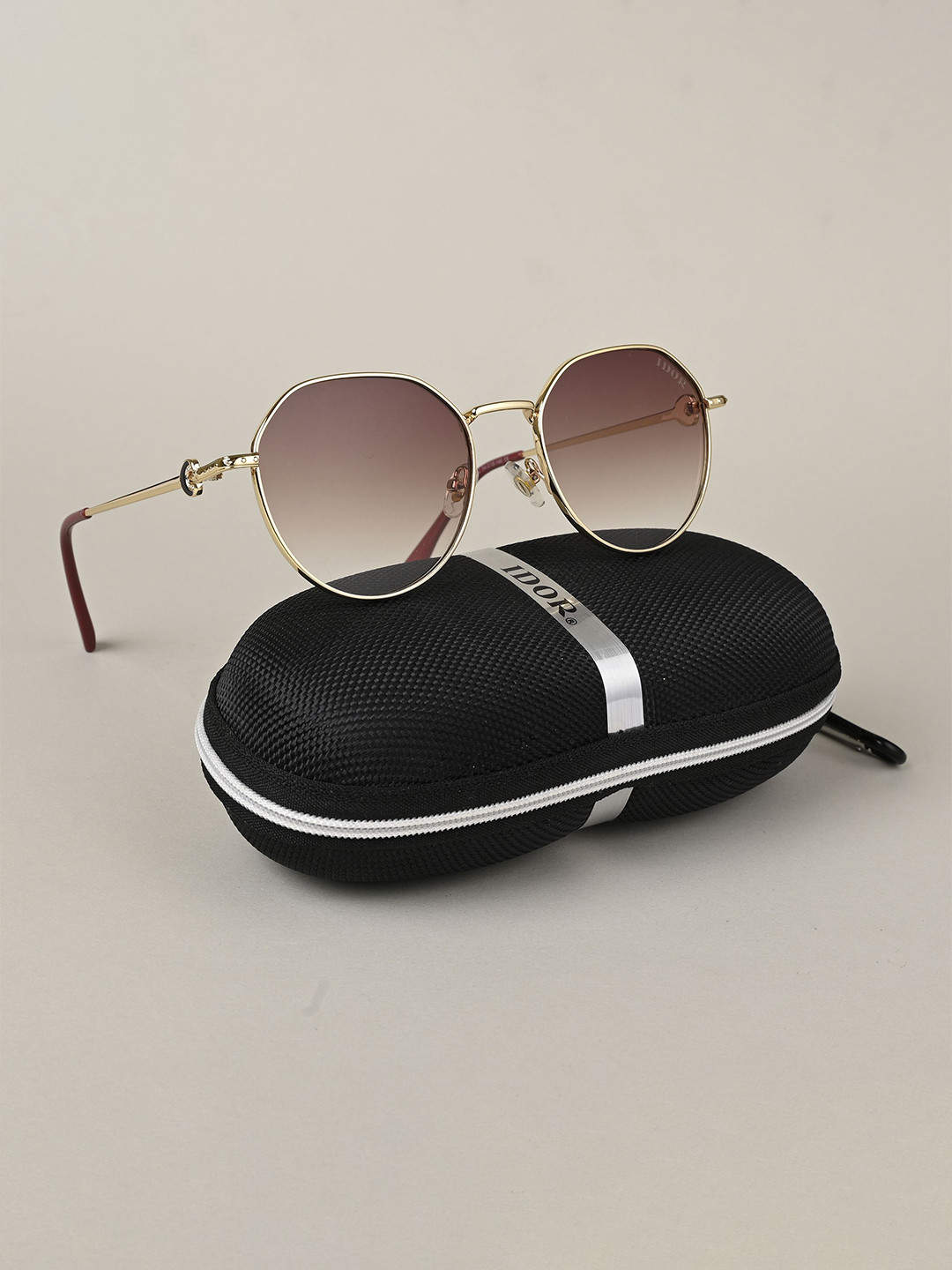 

IDOR Unisex Round Sunglasses with UV Protected Lens, Brown