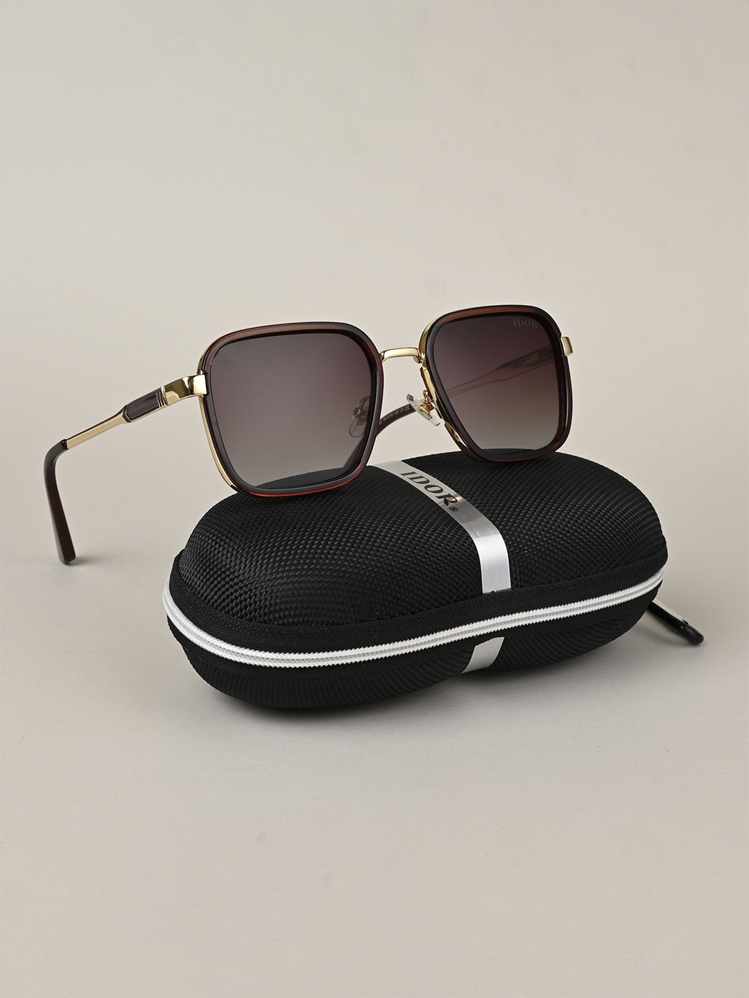 

IDOR Unisex Square Sunglasses with Polarised Lens, Brown