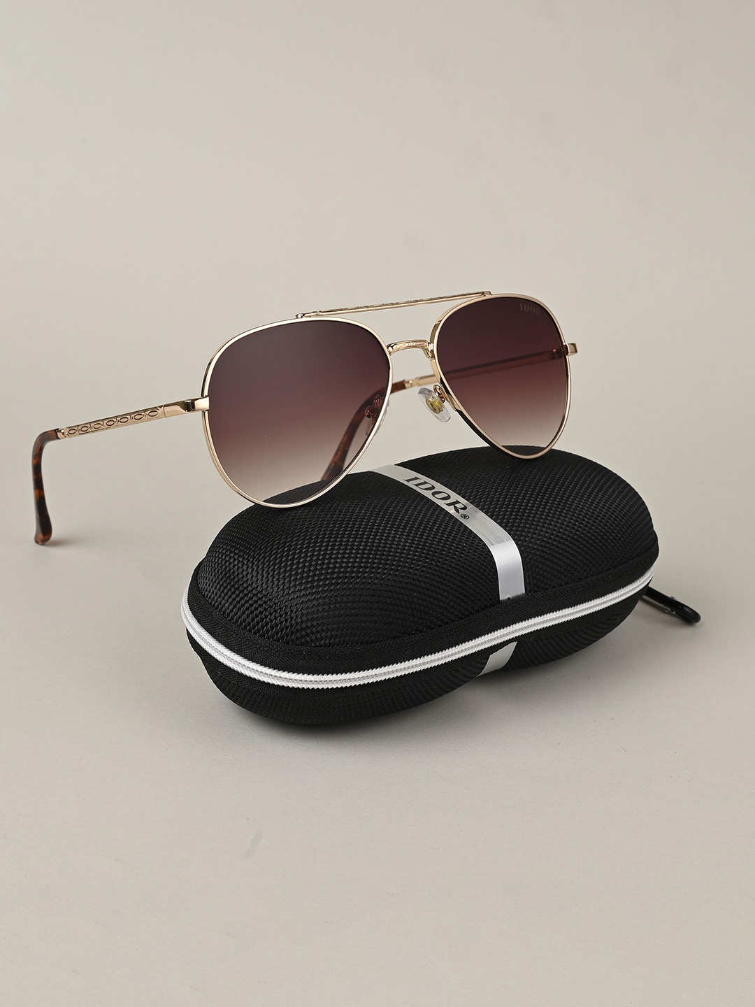 

IDOR Unisex Aviator Sunglasses with UV Protected Lens, Brown