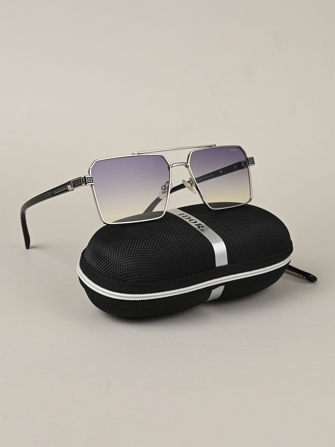 

IDOR Unisex Square Sunglasses with UV Protected Lens ID-56047-SLV-BLU, Blue