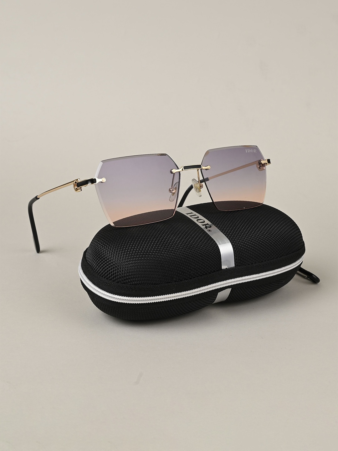 

IDOR Unisex Rectangle Sunglasses with UV Protected Lens, Orange