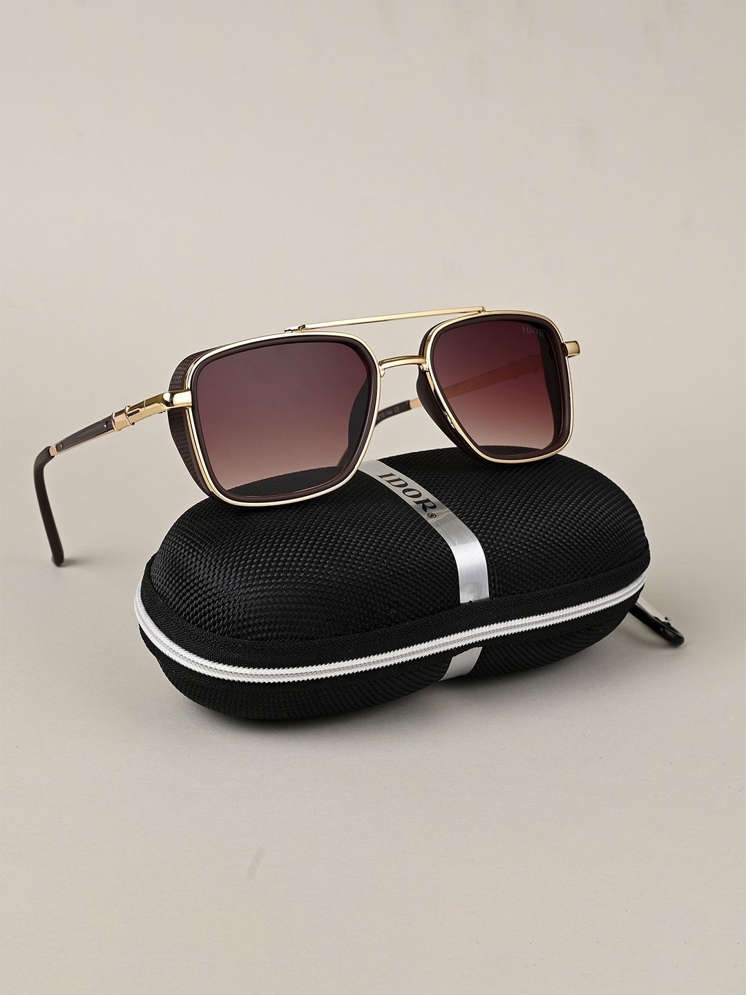 

IDOR Unisex Rectangle Sunglasses with UV Protected Lens, Brown