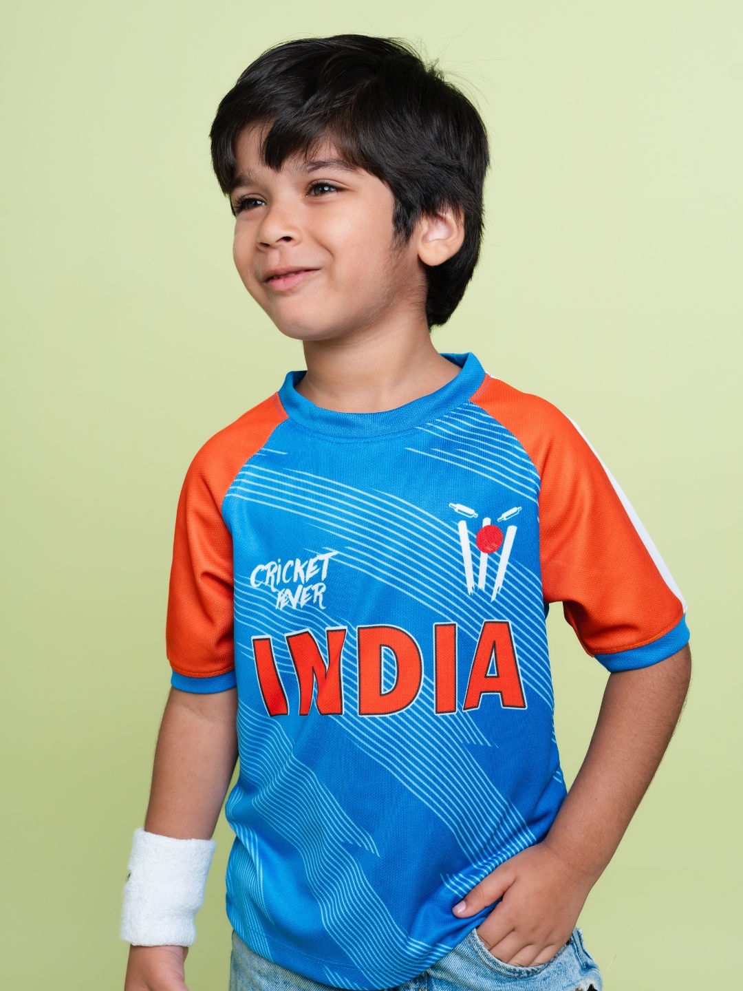 

Kids Unisex India Fan Printed Cricket Jersey T-shirt, Blue