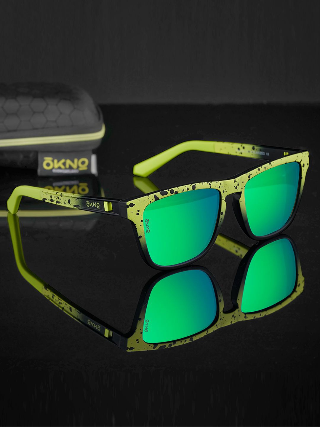 

OKNO Unisex Rectangle Sunglasses with Polarised and UV Protected Lens OKSwickWDC11, Green