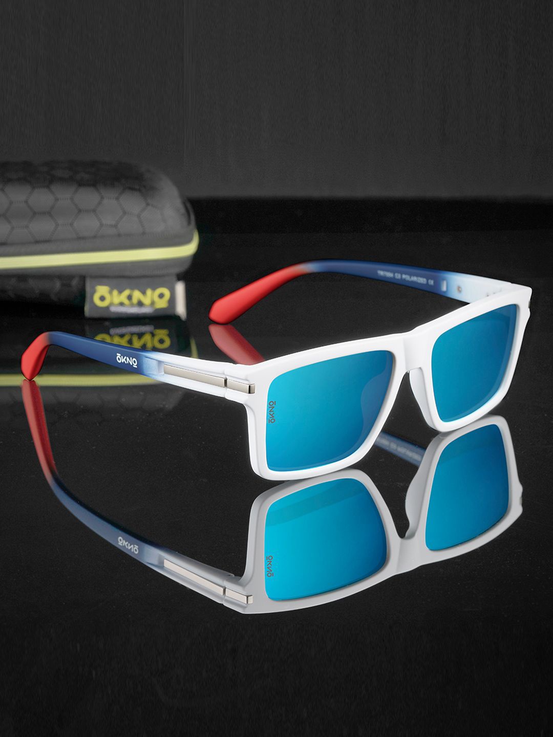 

OKNO Unisex Rectangle Sunglasses with Polarised and UV Protected Lens OKRydonWDC3, Blue