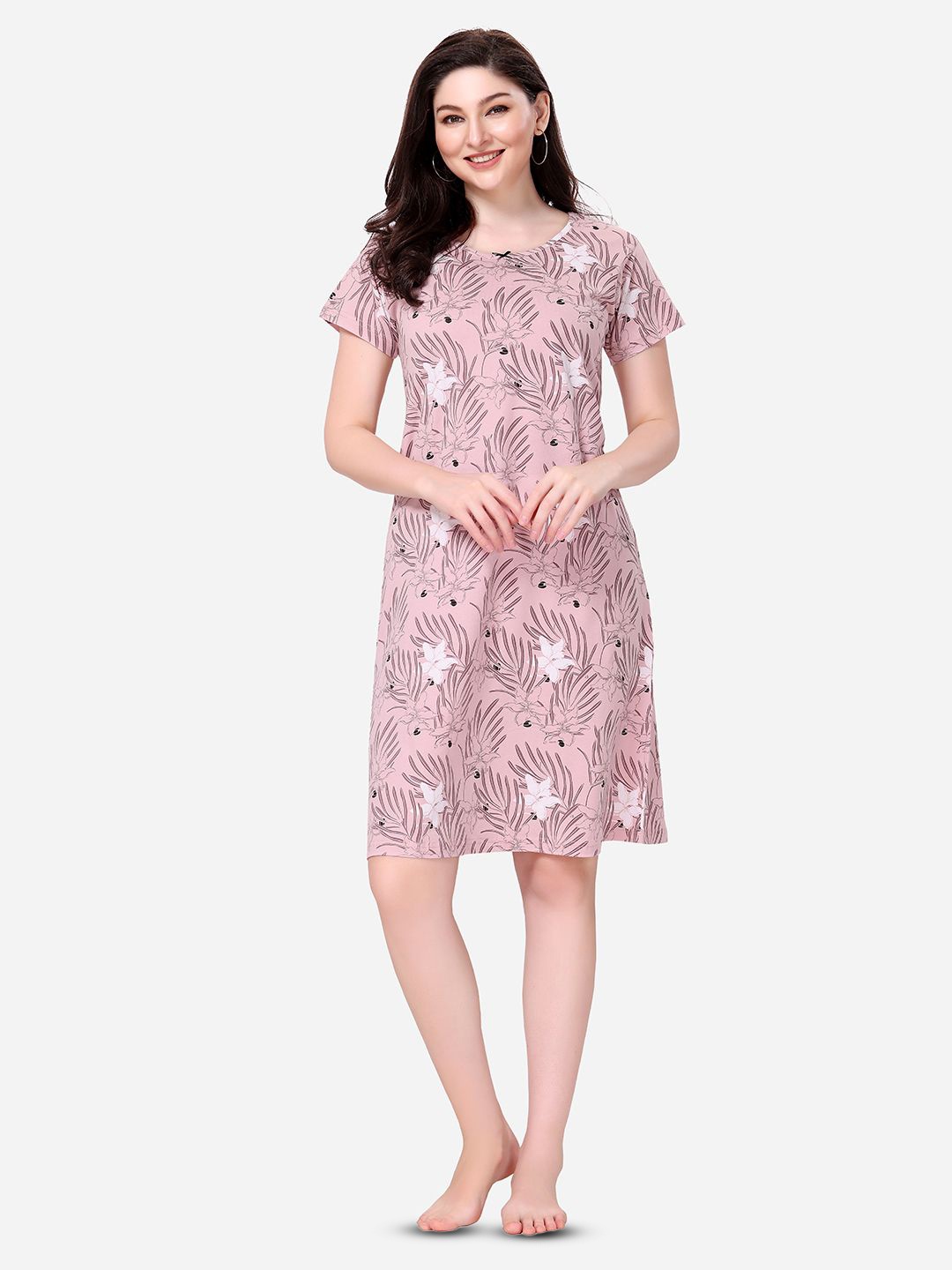

Lenissa Printed Nightdress, Peach