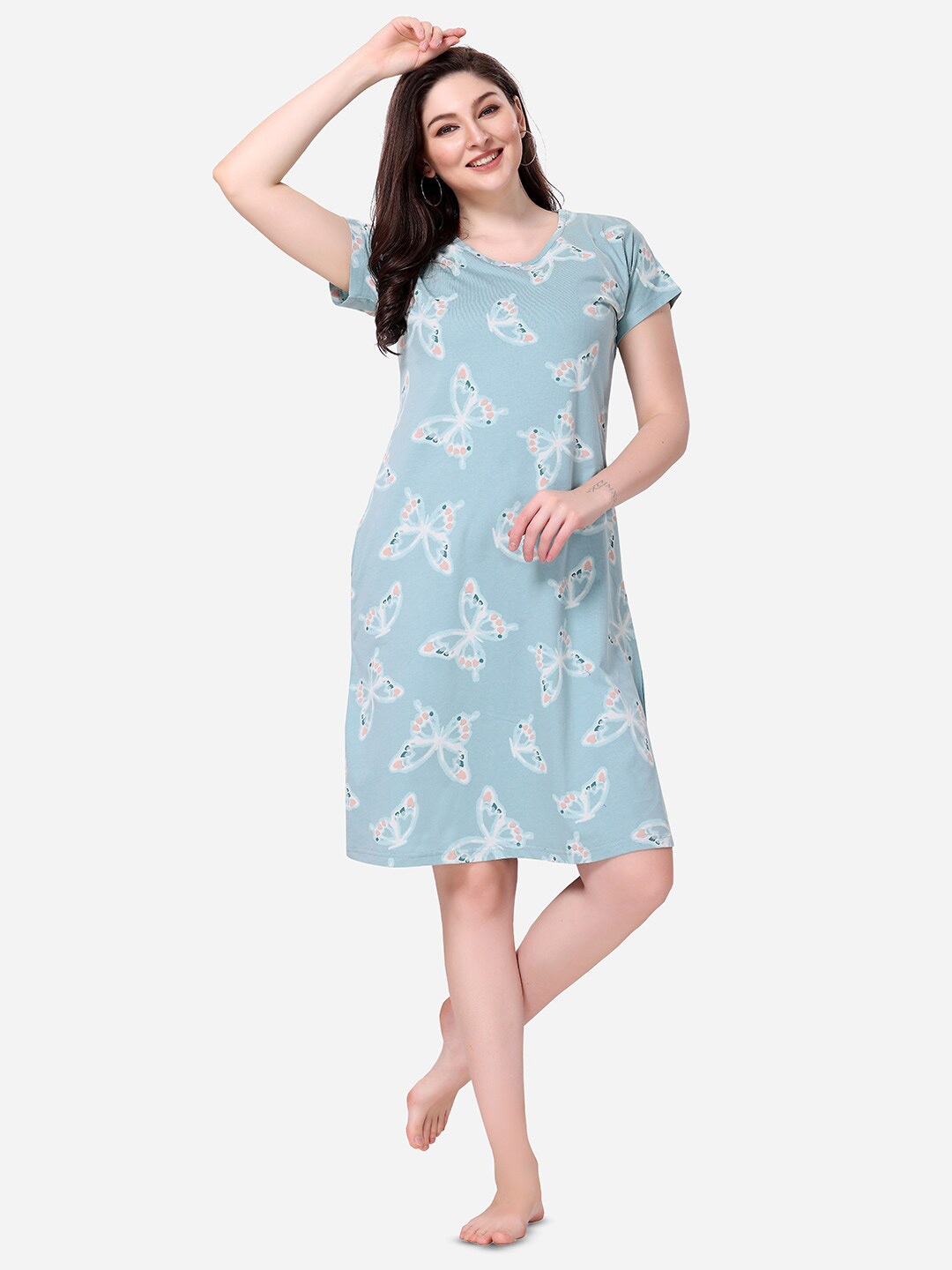 

Lenissa Printed Nightdress, Sea green