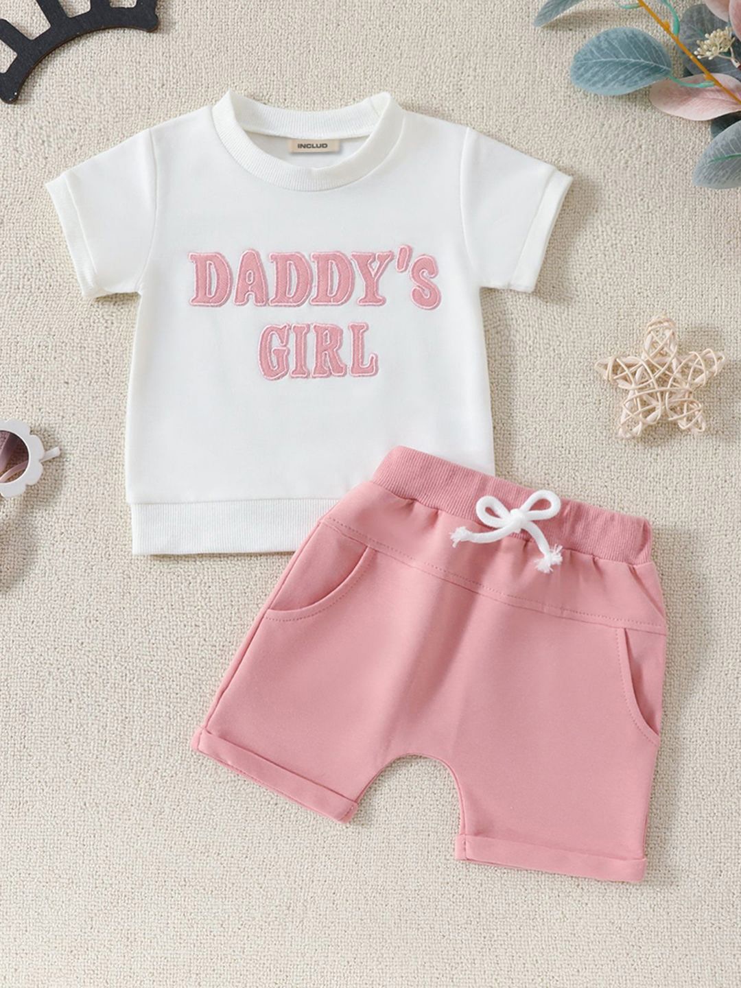 

INCLUD Boys Embroidered Short Sleeves T-Shirt With Shorts Set, Pink