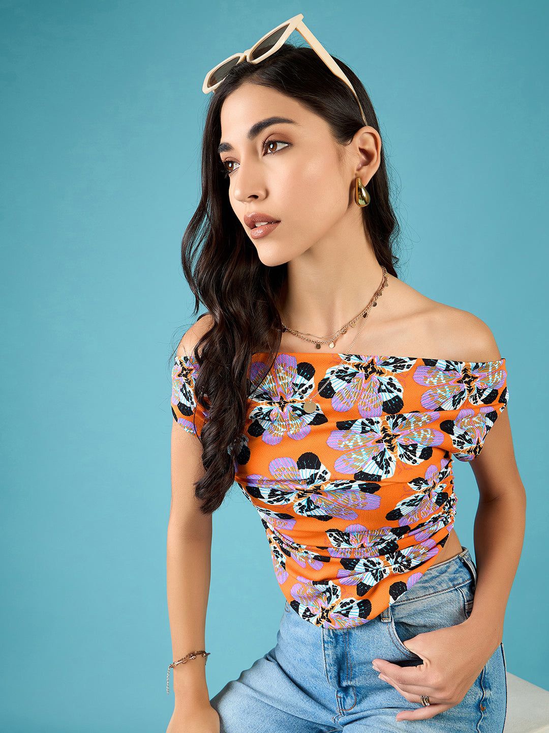 

Uptownie Cotton Stretchable Draped Crop Top, Orange