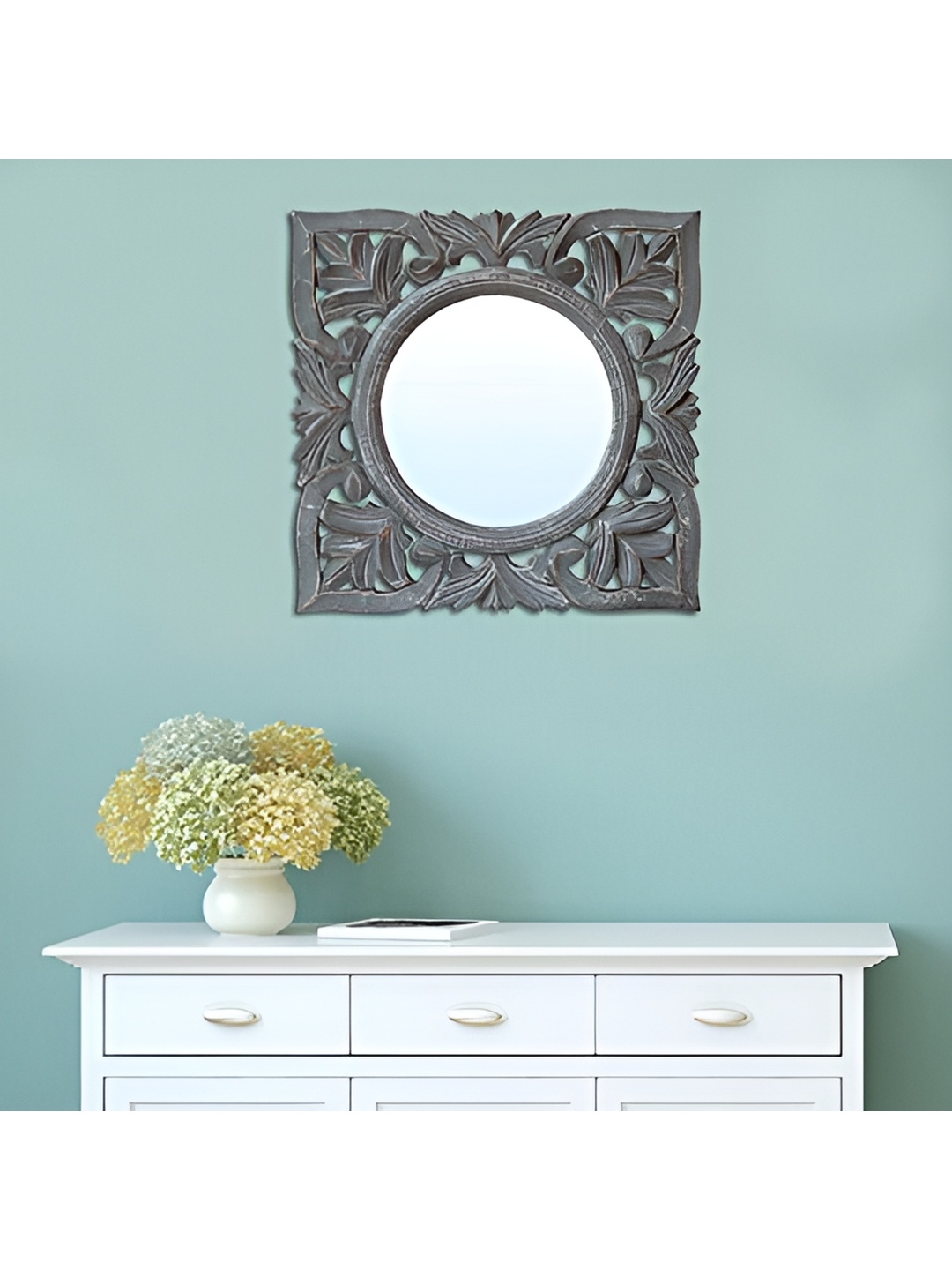 

VAS collection home Grey Wooden Square Wall Mirrors