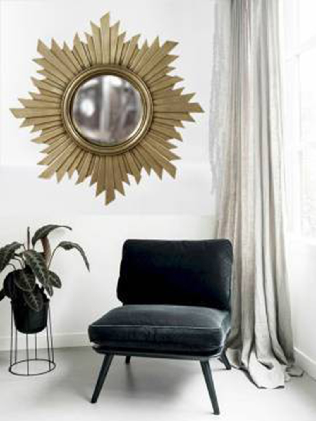 

VAS collection home Golden Color Self Designed MDF Frame Mirror, Gold