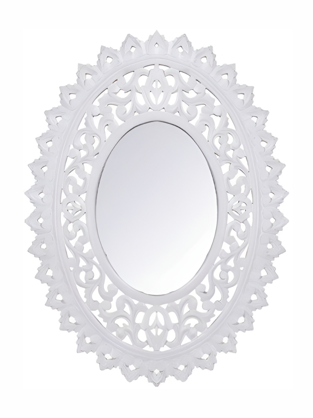 

VAS collection home Wall Self Design Wooden Mirror Frame, White