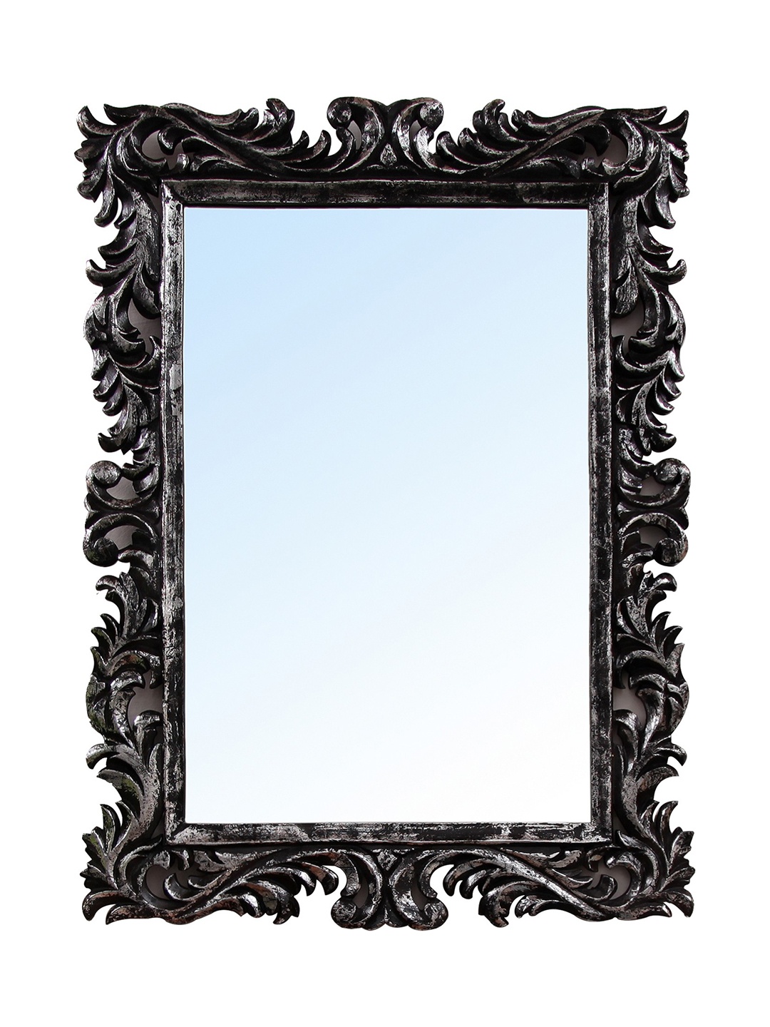 

VAS collection home Floral Patterned Wooden Wall Mirror, Black