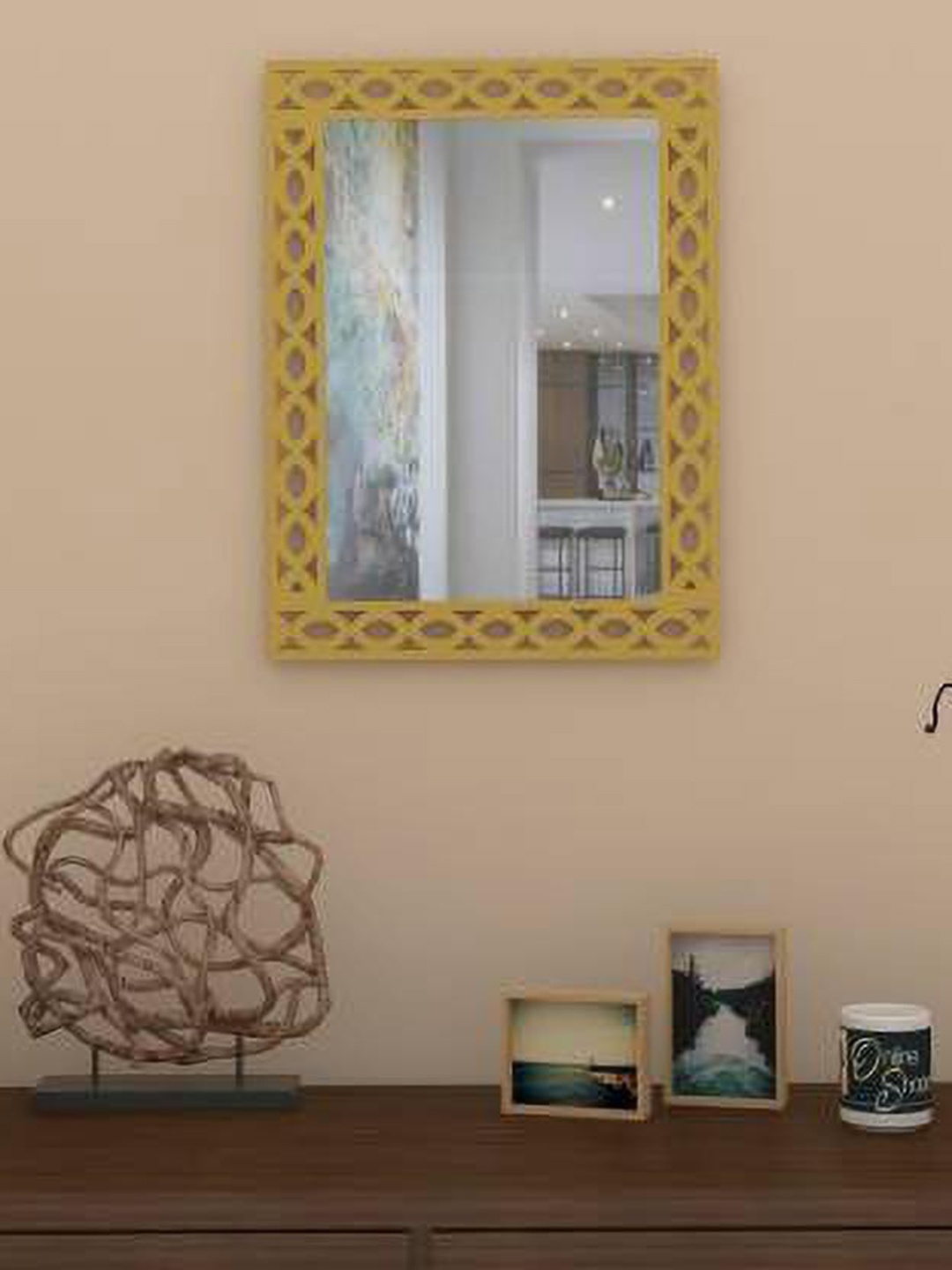 

VAS collection home Textured Yellow Wooden Wall Mirrors