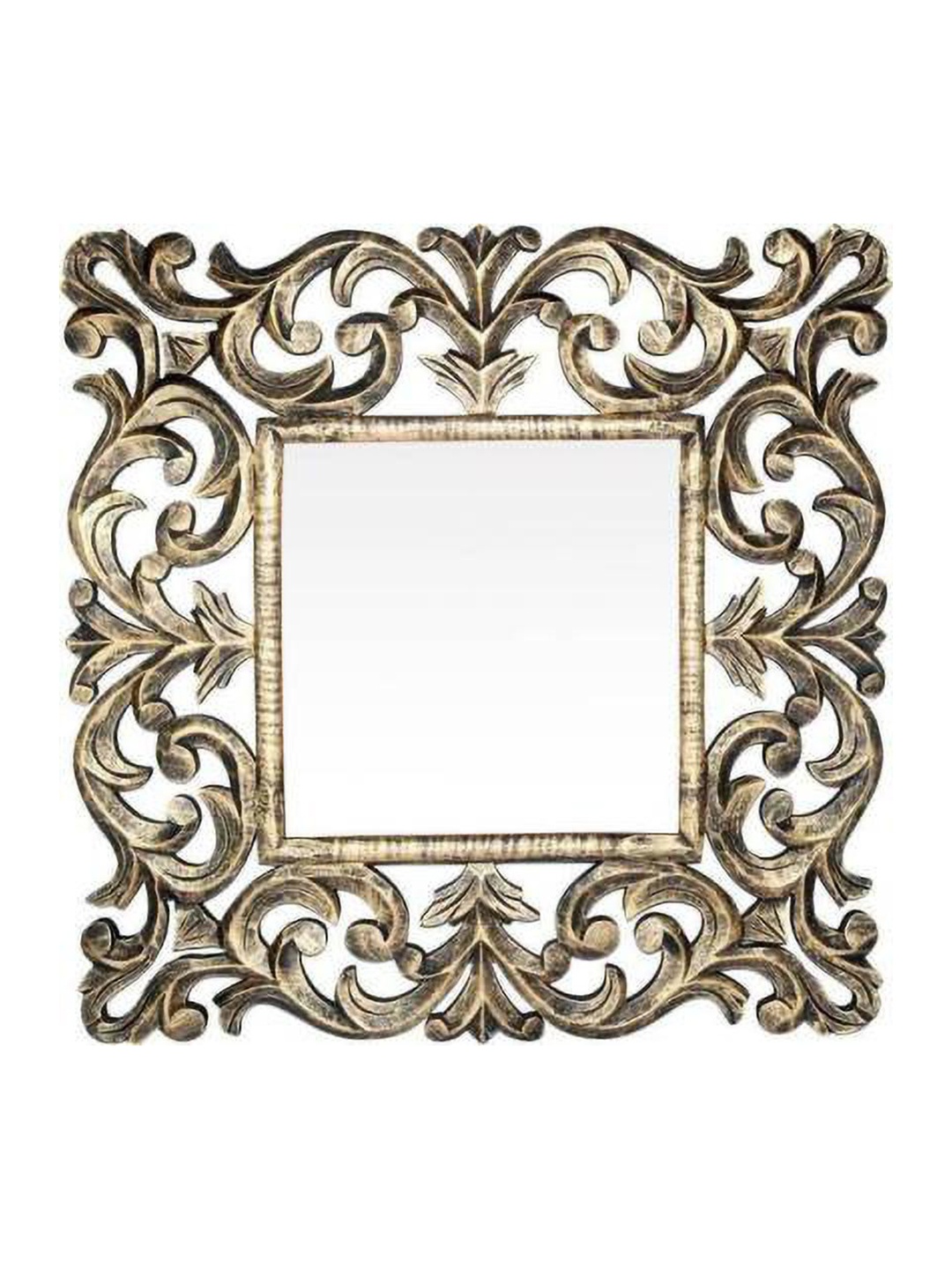 

VAS collection home Brown Wall Textured Wooden Mirror Frame