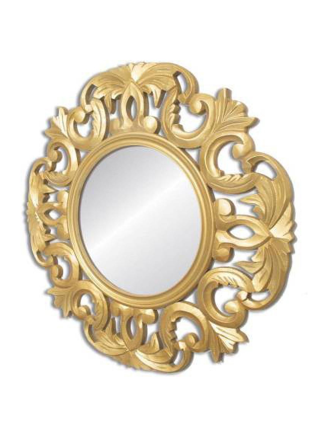 

VAS collection home Floral Patterned Wooden Wall Mirror, Brown