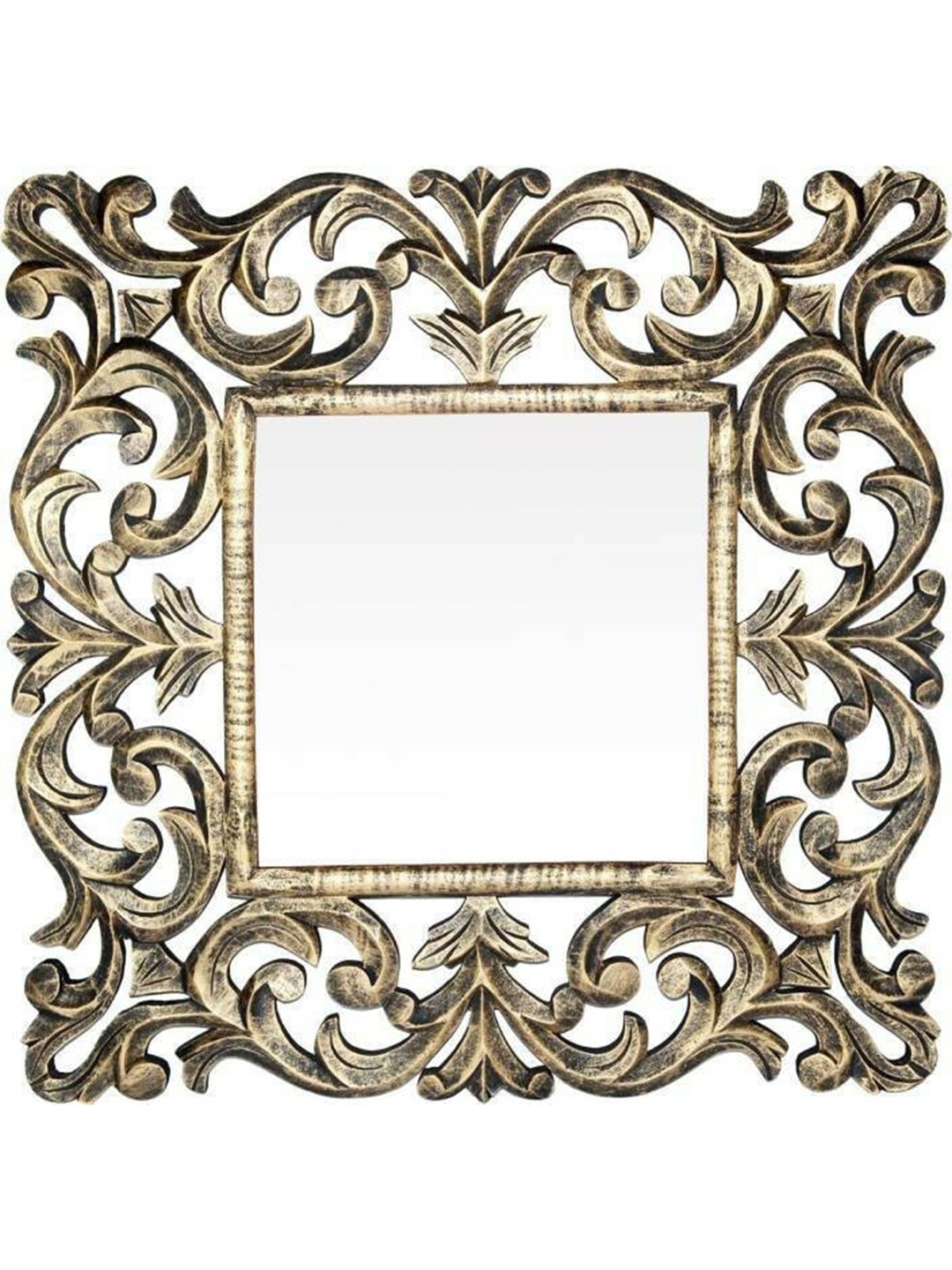 

VAS collection home Wall Textured Wooden Mirror Frame, Brown